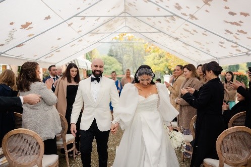 Australian designed wedding dress with statement sleeves