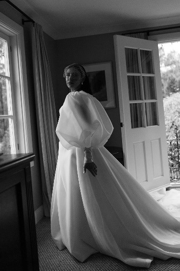 Australian designed wedding dress with statement sleeves