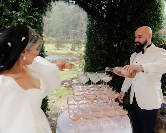 Australian designed wedding dress with statement sleeves